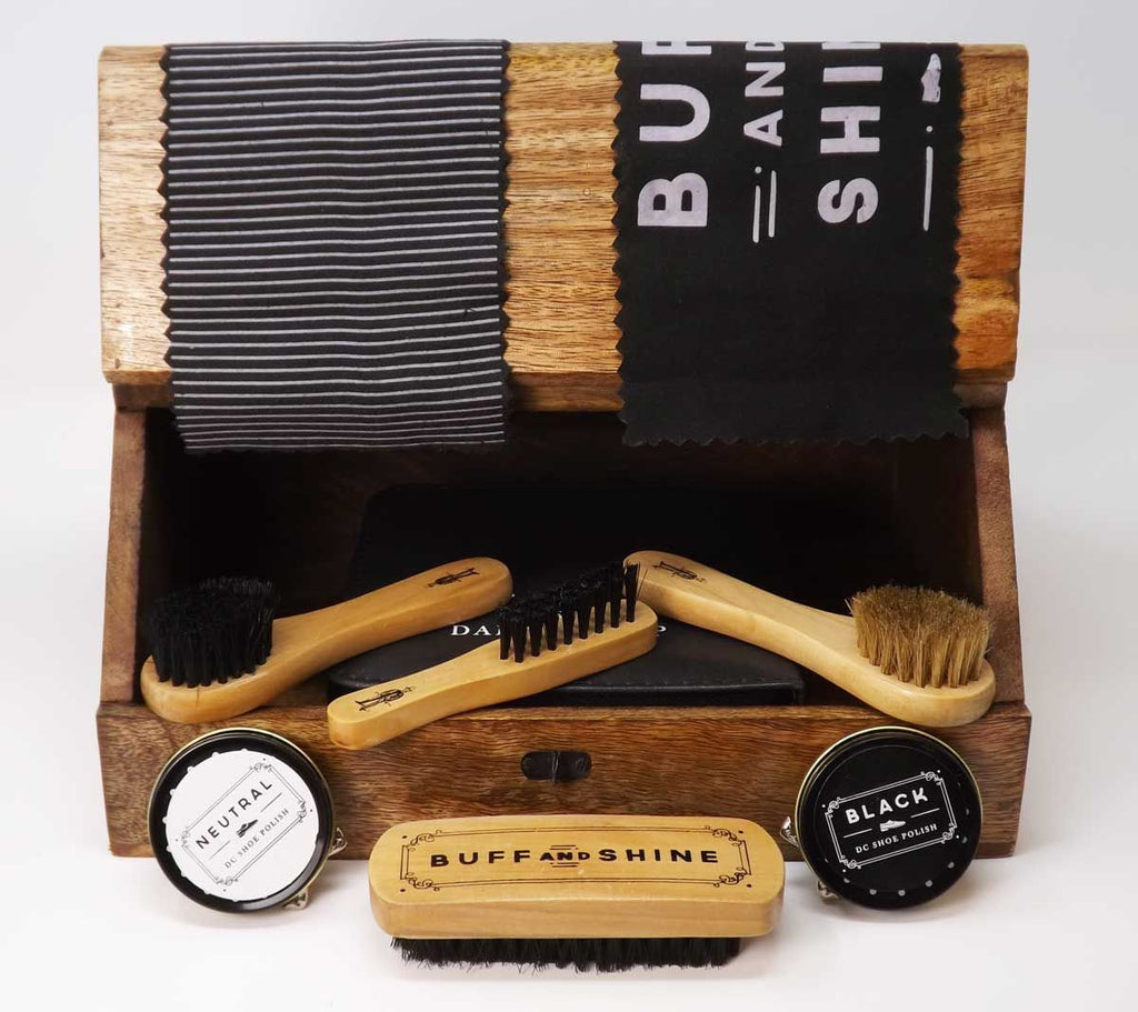 Wooden Shoe Shine Valet/Box Personalised for an Anniversary Gift