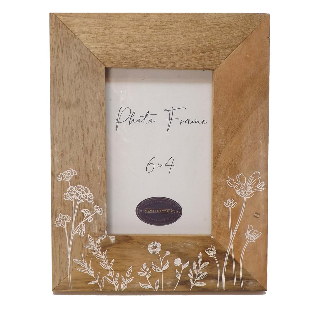 6x4 Wooden Photo Frame with White Inlay