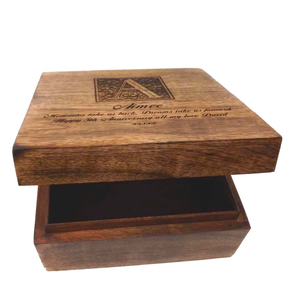 Personalised Wooden Keepsake Square Memory Box, a great Retirement gift
