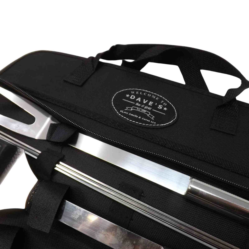 10 Piece Stainless Steel Barbecue Set in a Personalised Case. Great Birthday Gift.