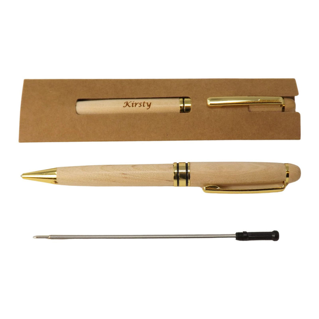 Personalised Wooden Ballpoint Pen in Maple. Perfect 5th Anniversary Gift