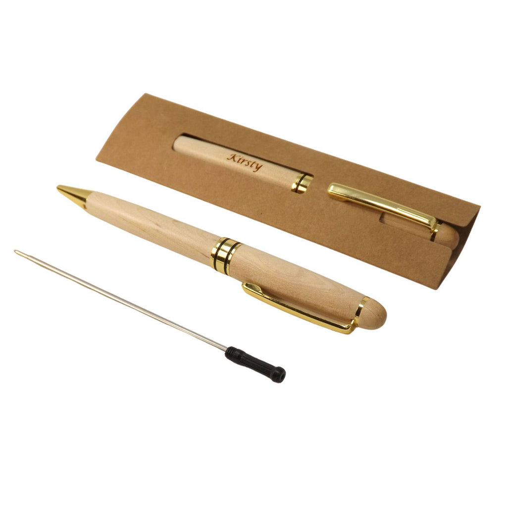 Personalised Wooden Ballpoint Pen in Maple. Perfect Retirement Gift