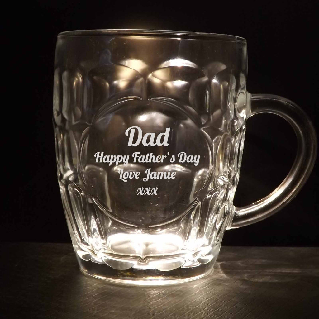 Dimpled Glass Tankard Personalised for Father’s Day