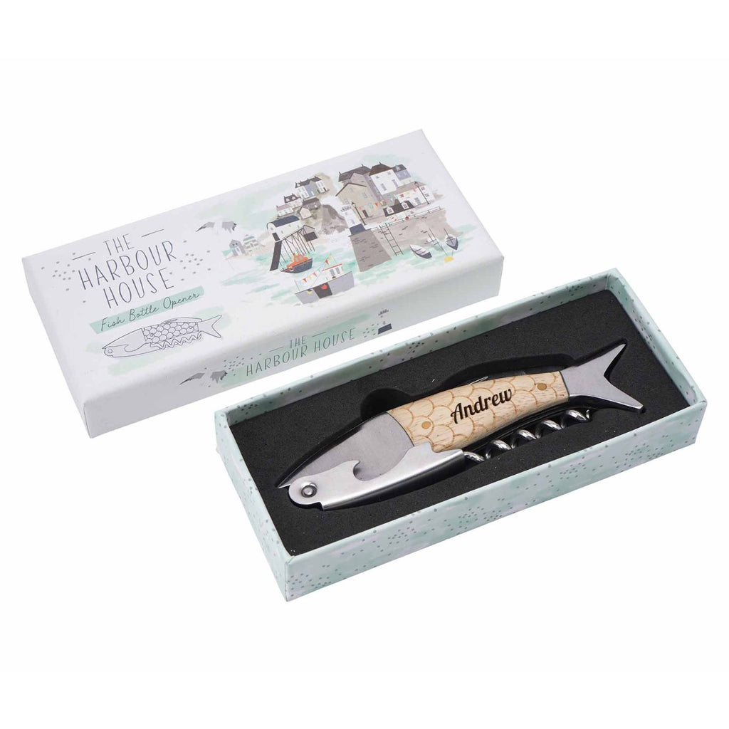 Personalised Fish Bottle Opener-Corkscrew , perfect gift for 5th Anniversary