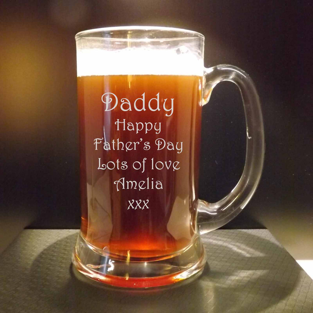 Glass Tankard Personalised for Father’s Day including Gift Box