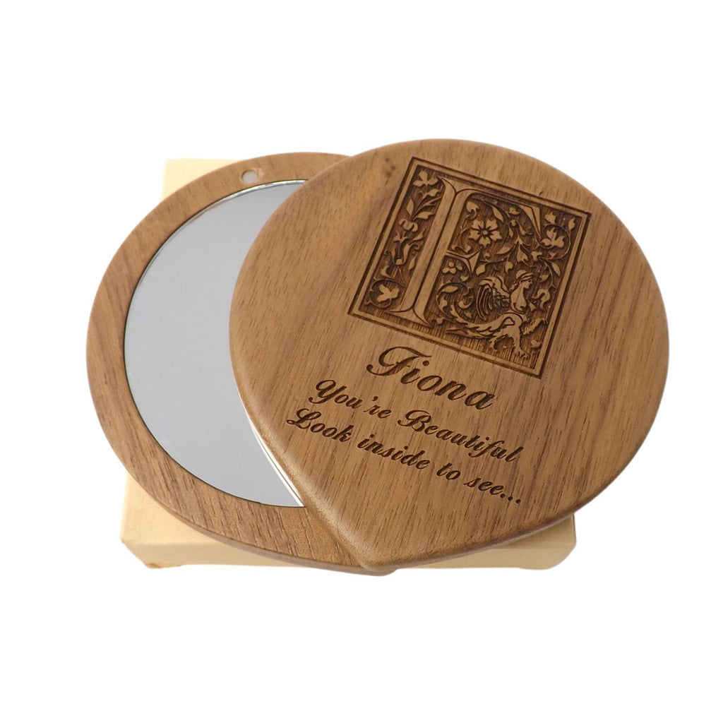 Wooden Compact Mirror | Personalised gift for Mother's Day