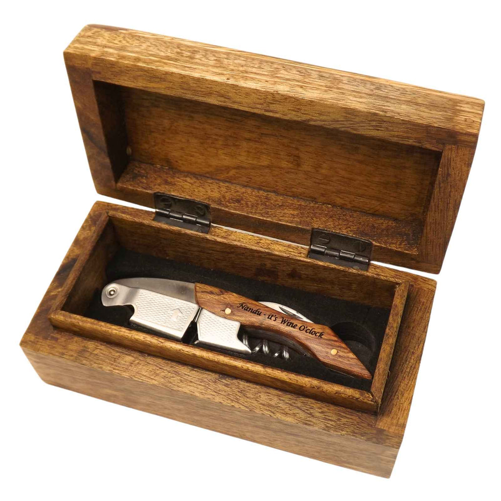 Personalised Bottle Opener in Wooden Keepsake Box. Perfect Engagement Gift.