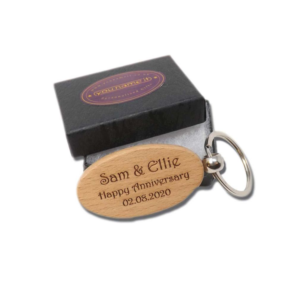 Personalised 5th Anniversary Wooden Key Ring