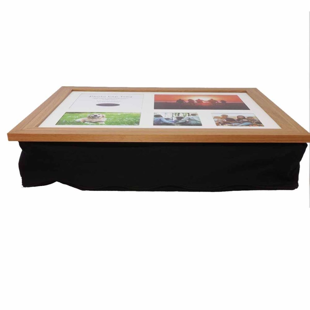 Personalised photo lap tray engraved with your choice of names or message. Unique Retirement gift.