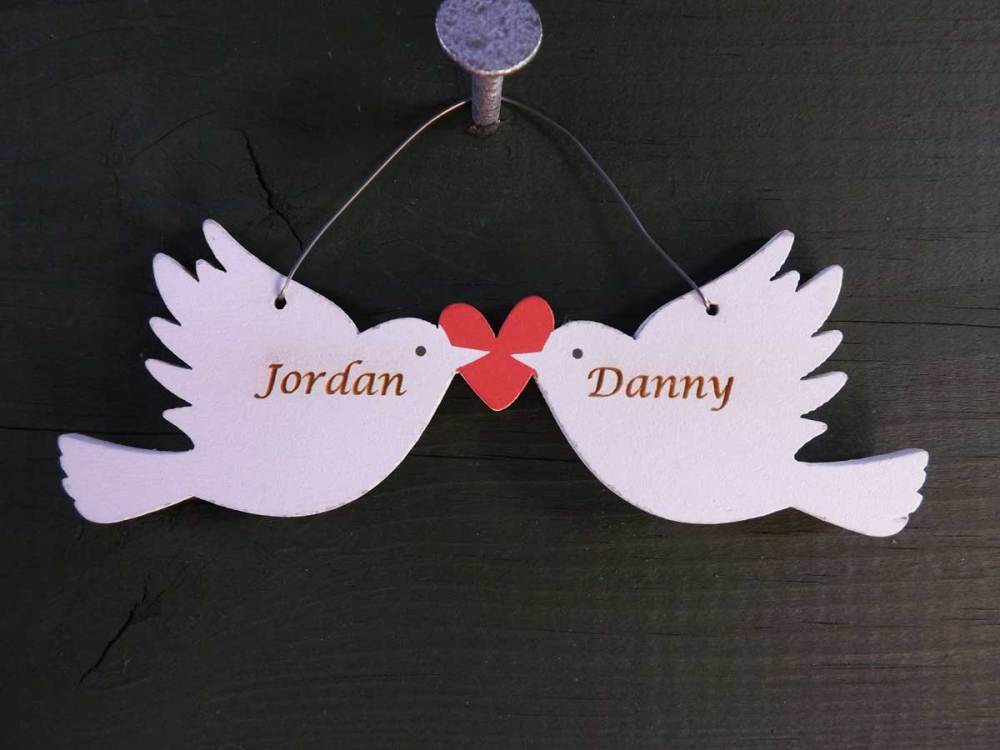 Anniversary Card With Personalised Wooden Birds