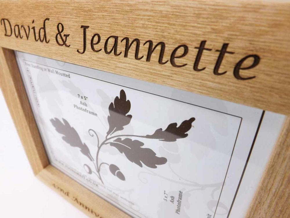 5th Anniversary Wooden Photo Frame Personalised with any text or  names