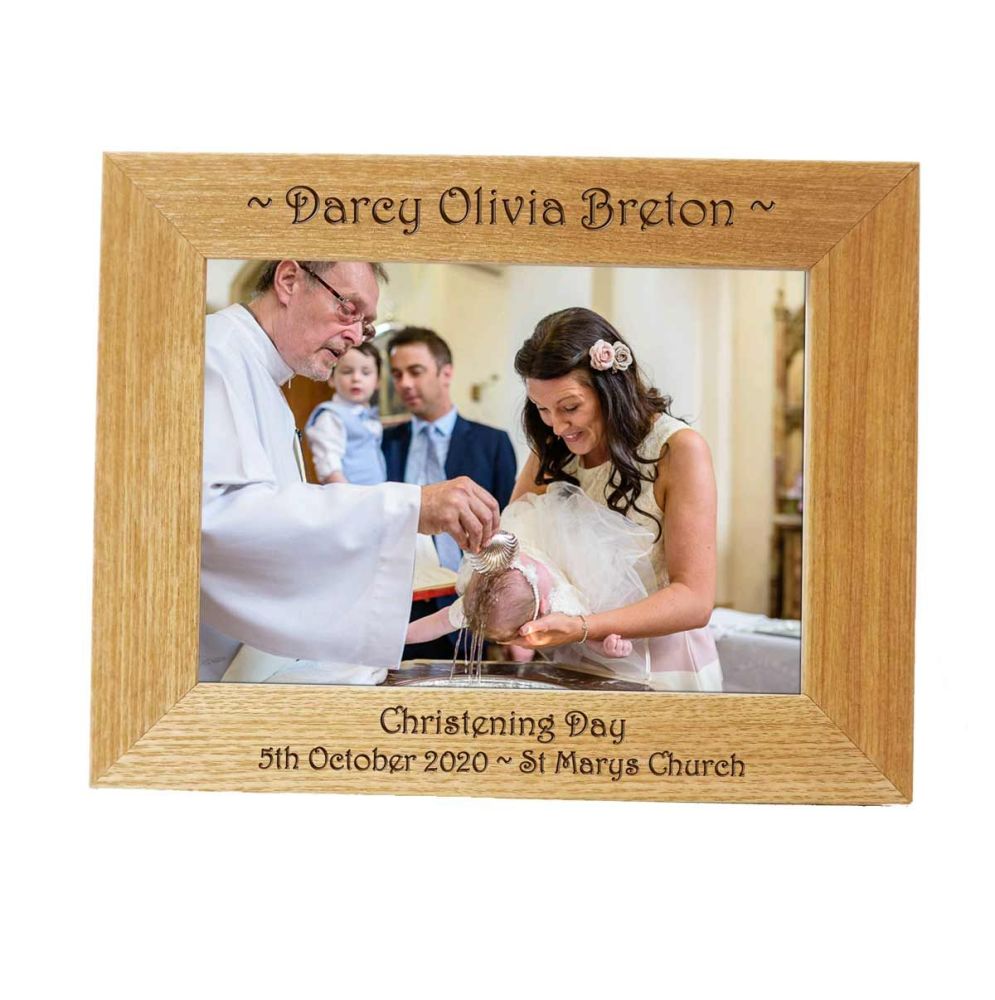 Christening Wooden Photo Frame any Text or Message