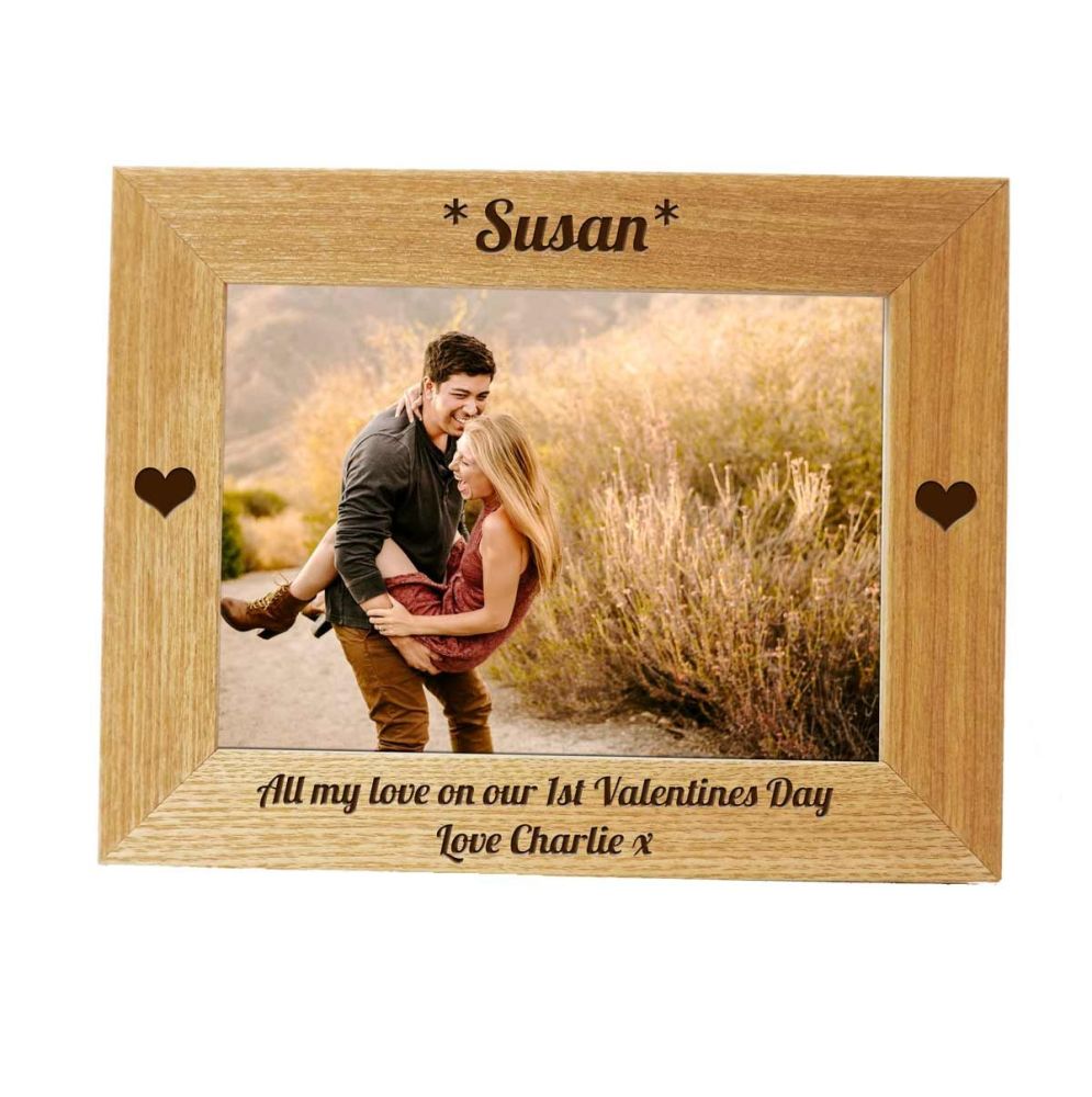 Valentine's Frame 6x4 with Hearts, personalised with your special words.