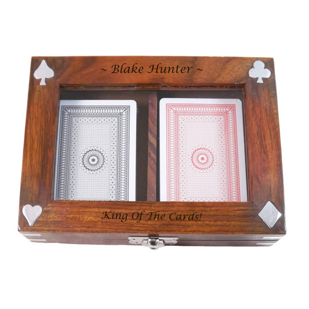 Playing Card Box Personalised for an Ideal Birthday Gift. Includes 2 FREE decks of cards
