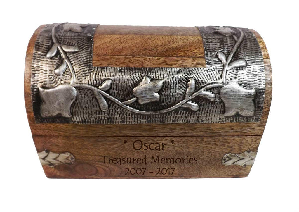 Memorial Solid Wood Chest style box personalised with your choice of words