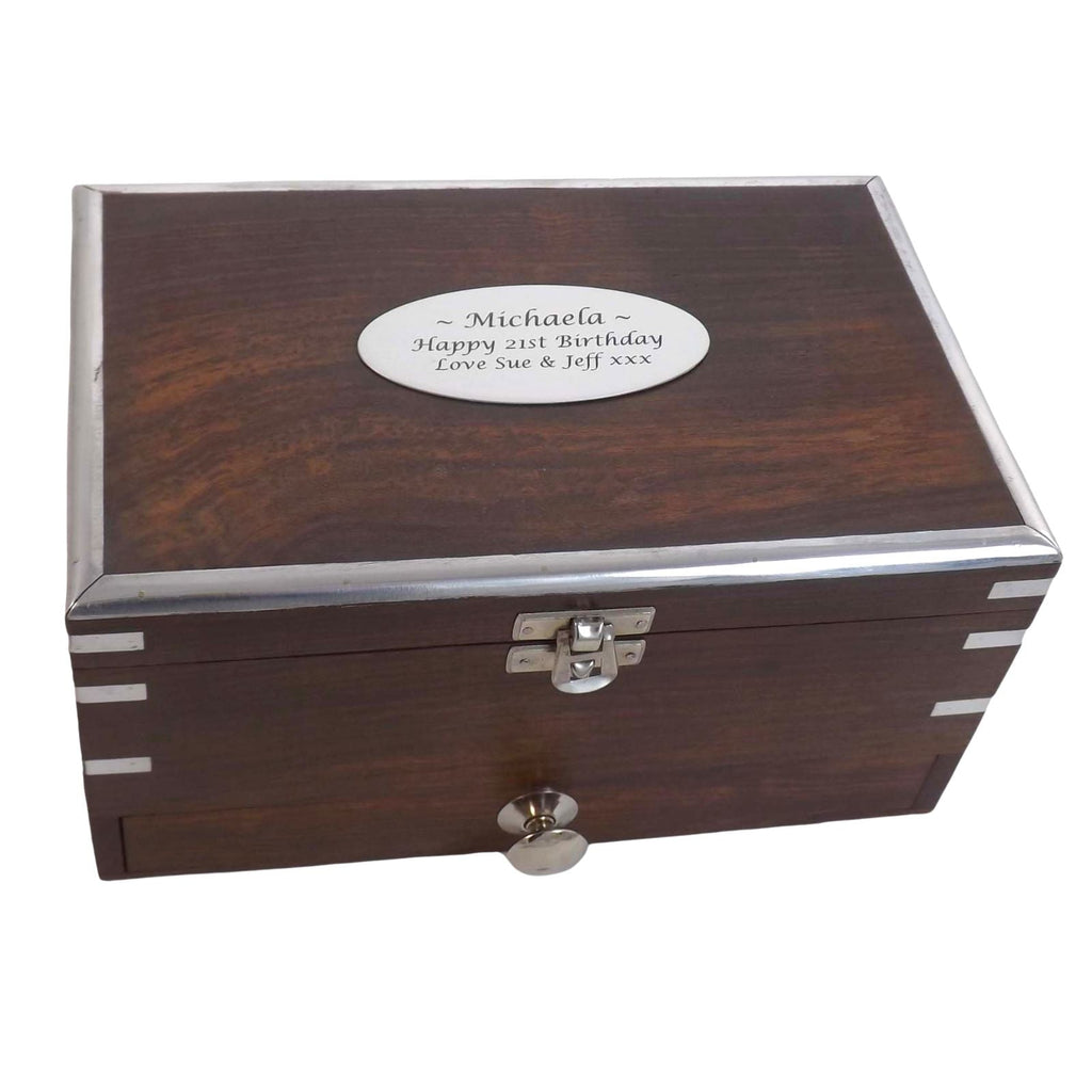 Jewellery Keepsake Box in Rosewood Personalised for a Wedding Gift