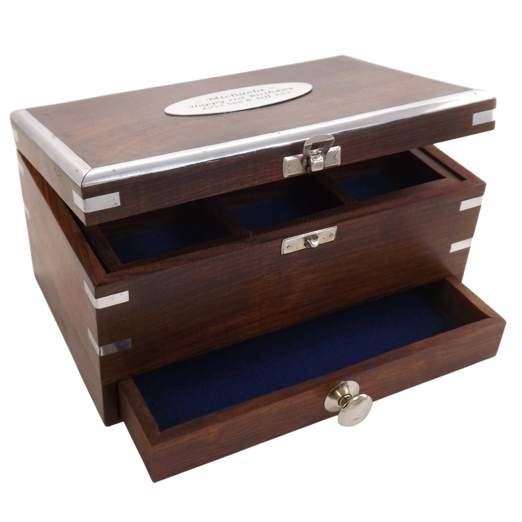 Jewellery Keepsake Box in Rosewood Personalised for a Father's Day Gift