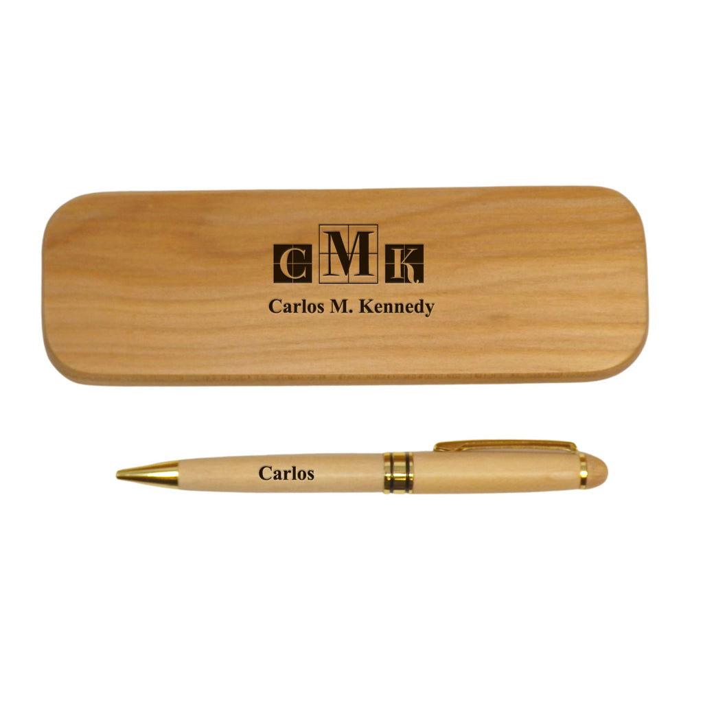 Personalised Wooden Maple Ballpoint Pen and Box | A Unique Thank You gift