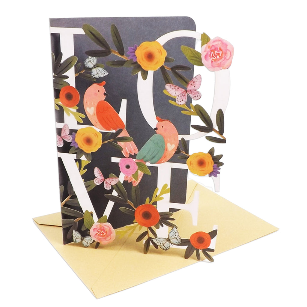 3D Cut Out Love Birds Valentines Greetings Card
