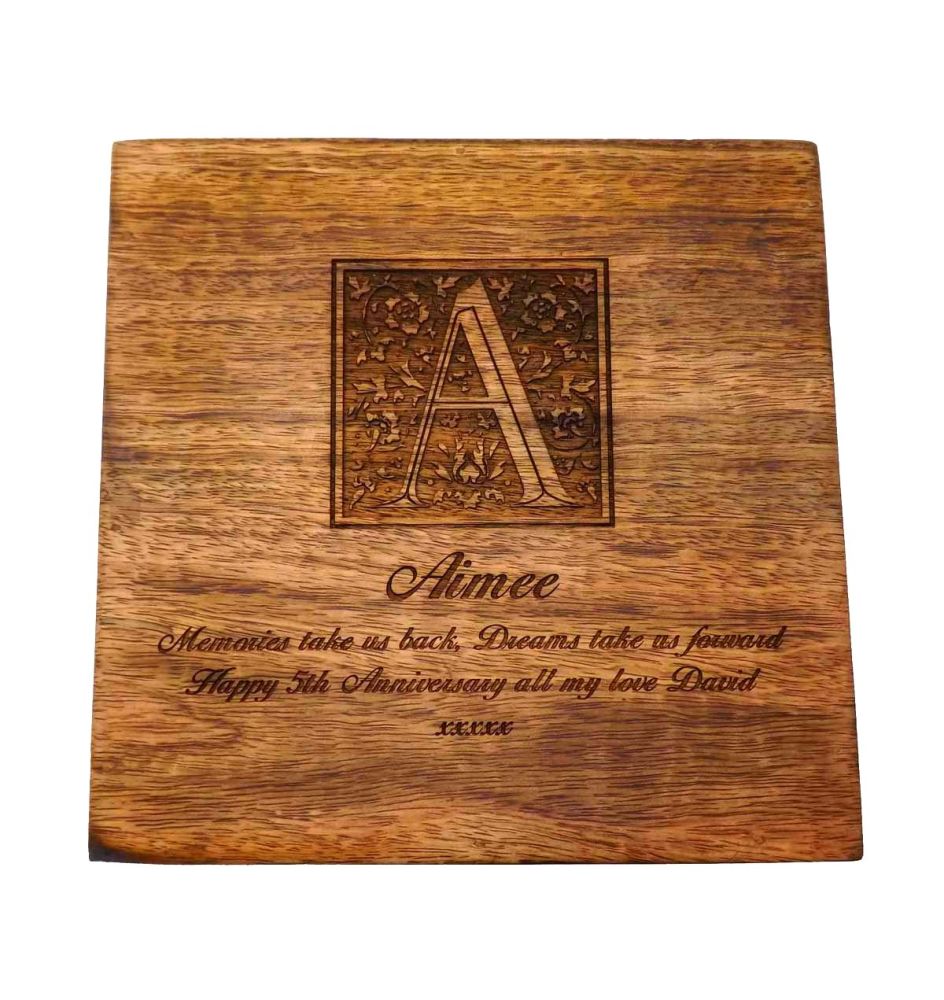 Personalised Wooden Keepsake Square Memory Box, a great Engagement gift