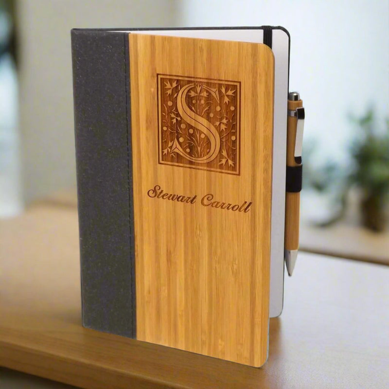 Personalised A5 Bamboo Notebook. Ideal 5th Anniversary Gift.
