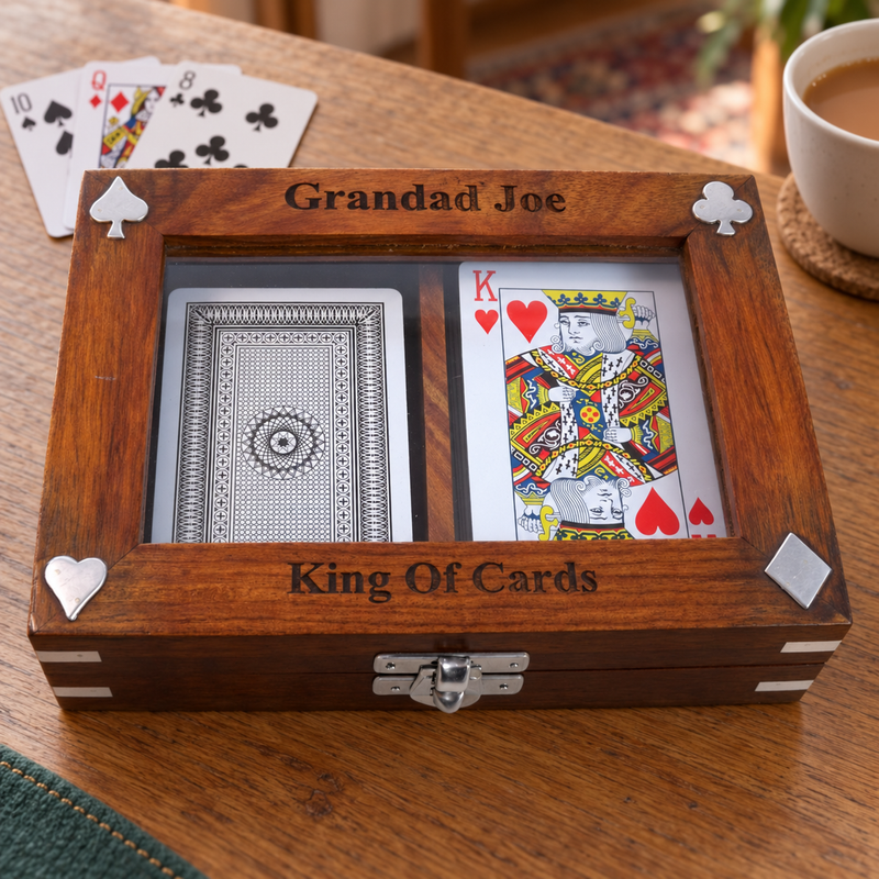 Playing Card Box Personalised for an Ideal Christmas Gift. Includes 2 FREE decks of cards