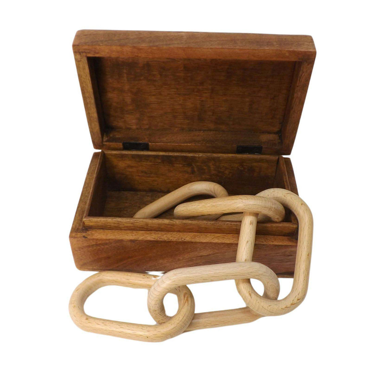 Five link Wooden Chain in Personalised Keepsake Box. A unique 5th Anni ...
