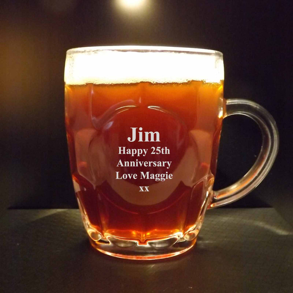 Dimpled Glass Tankard Personalised Anniversary Gift