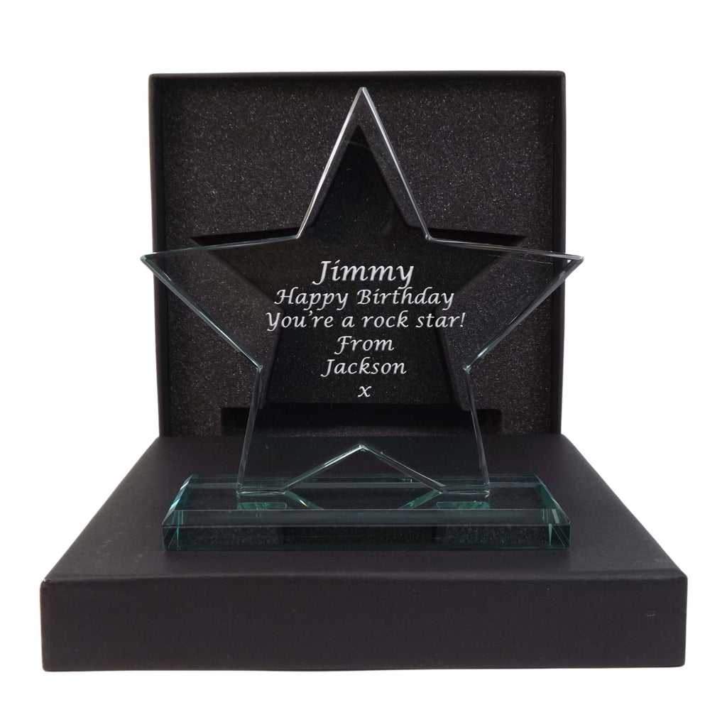 Glass Star Award personalised to make it a perfect Birthday gift