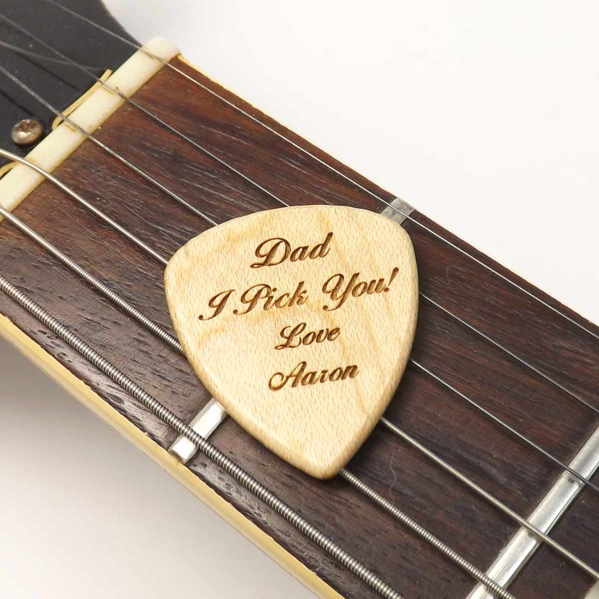 Father’s Day Wooden Guitar Pick Personalised with a name or message ...