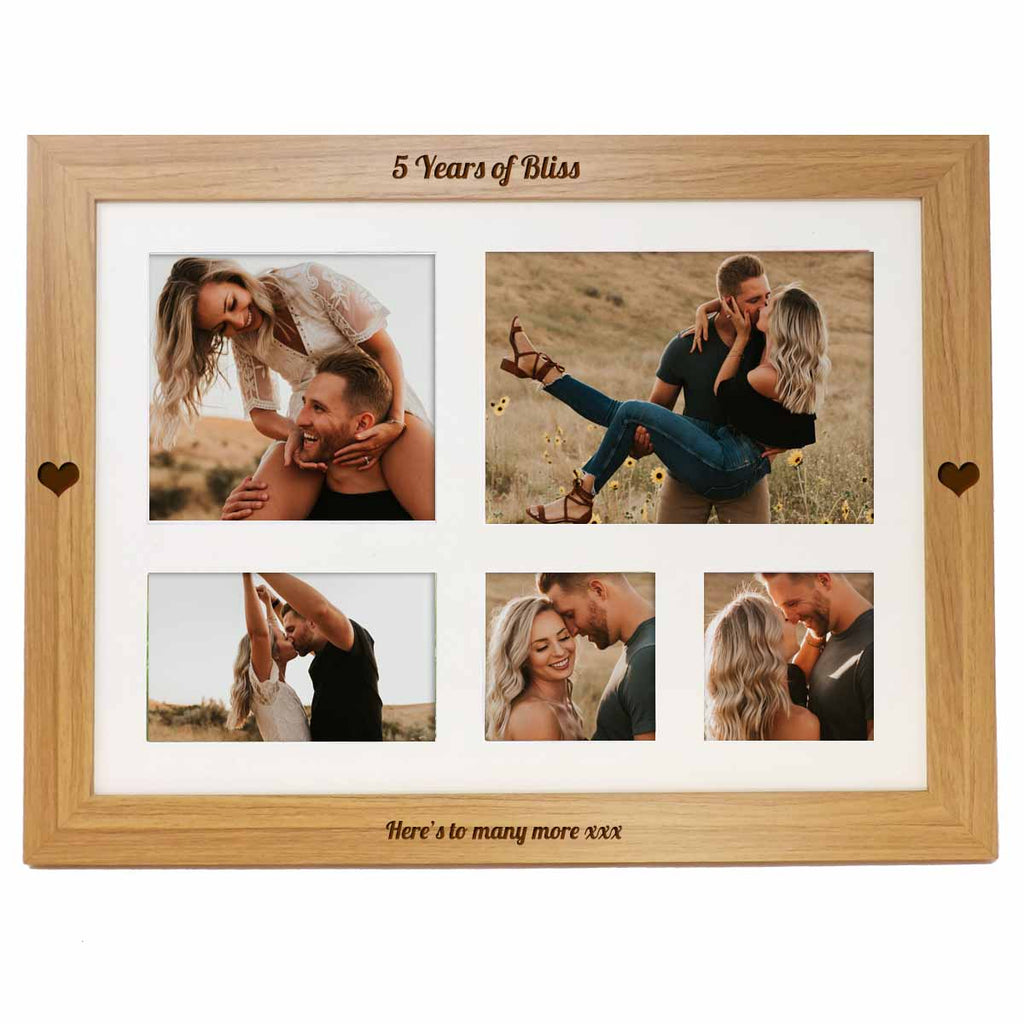 5th Anniversary Personalised photo lap tray engraved with your choice of names or message