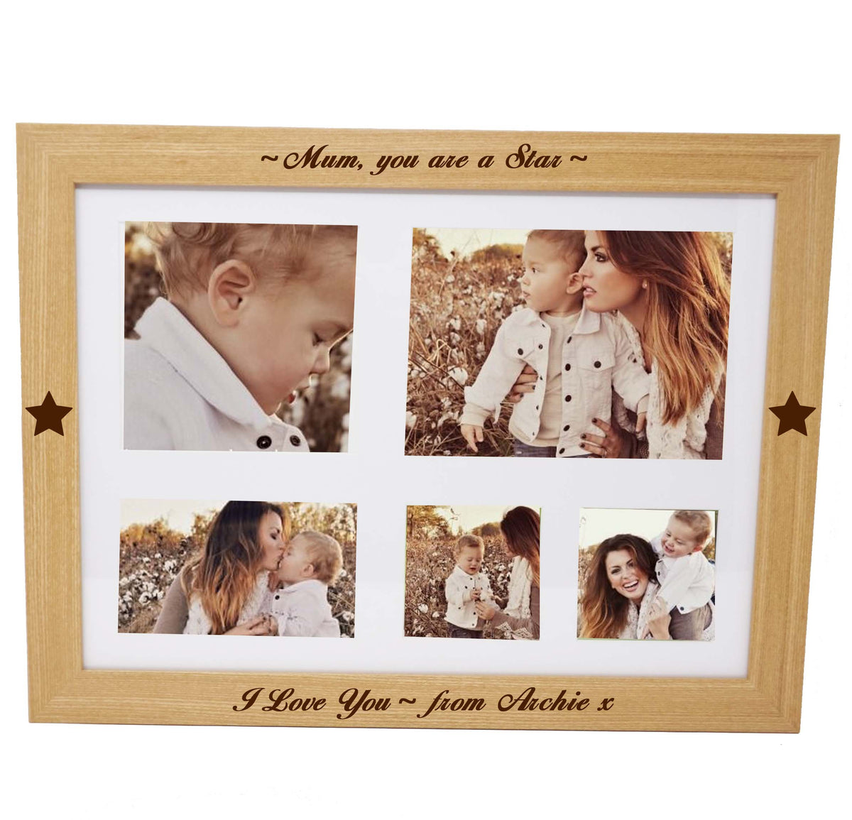 Personalised photo lap tray engraved with your choice of names or message for Mum or Nan.