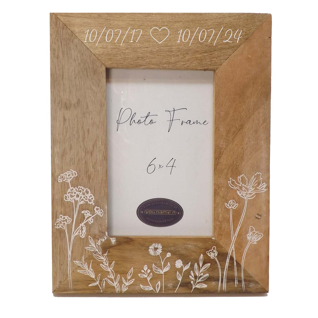 6x4 Wooden Photo Frame with White Inlay & FREE VALENTINE'S DAY CARD