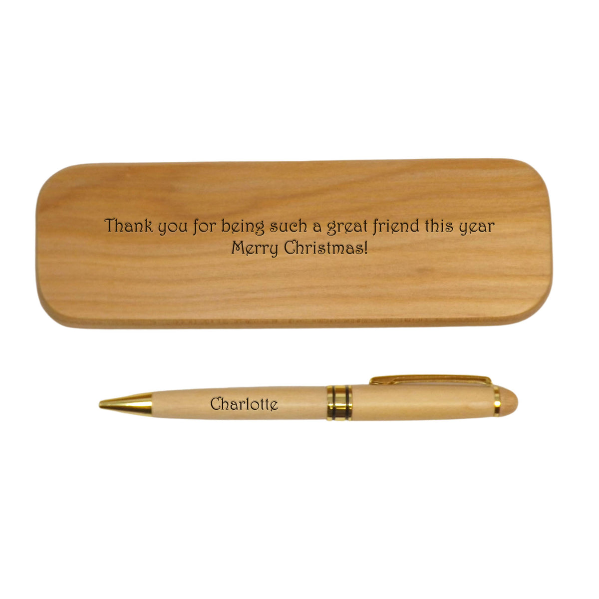 Personalised Wooden Maple Ballpoint Pen and Box | A Unique Christmas