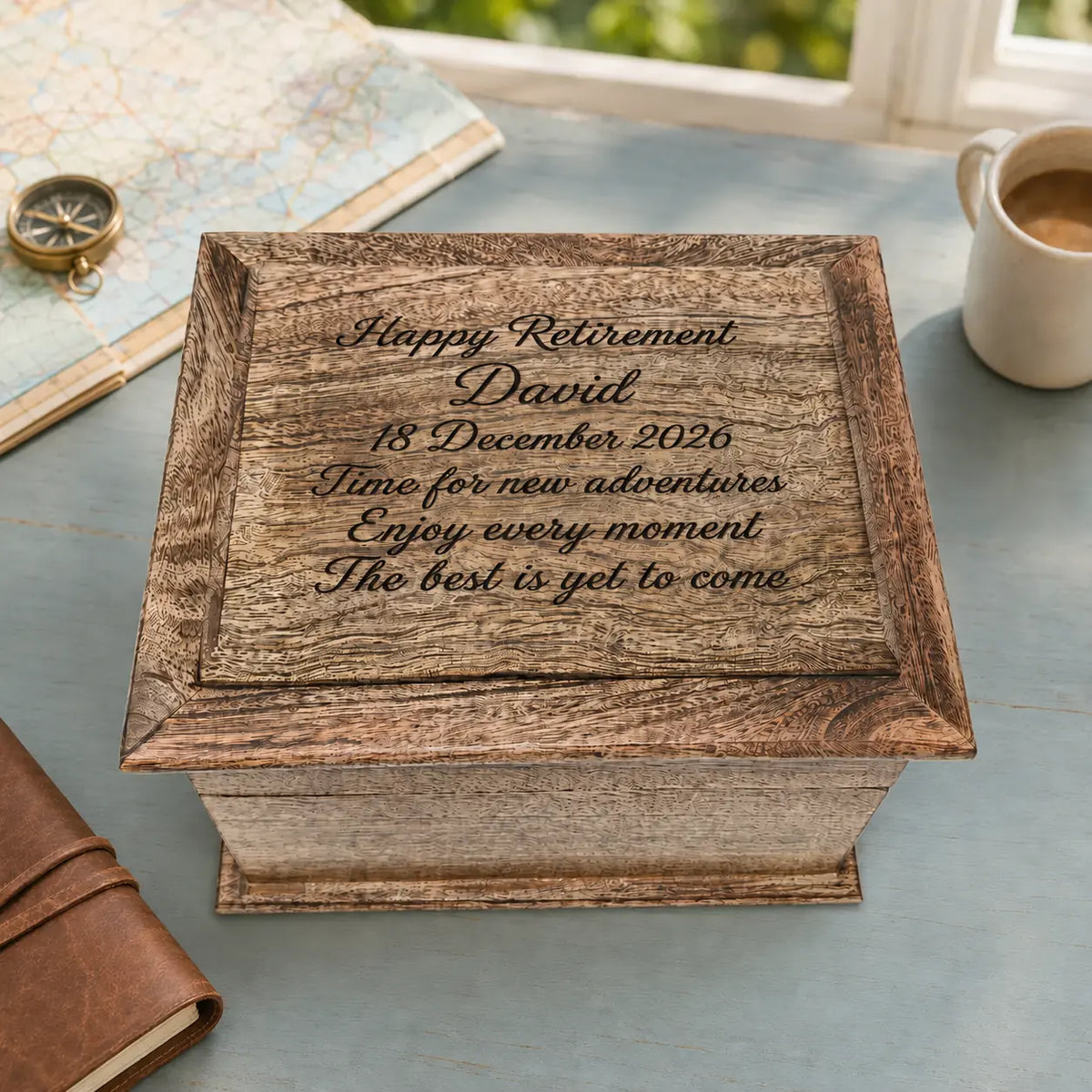 Personalised Pagoda-Style Oblong Mango Wood Keepsake Box | Retirement Gifts