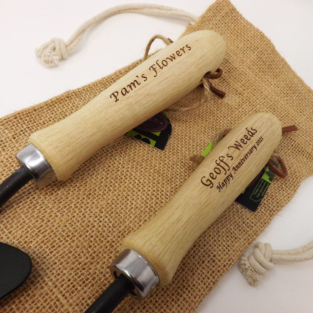 Personalised Garden Fork and Trowel Set - A great gift for teachers who love gardening.