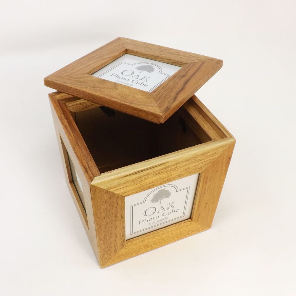 Wooden Photo Cube | Keepsake Box Personalised as A Unique 5th Anniversary Gift