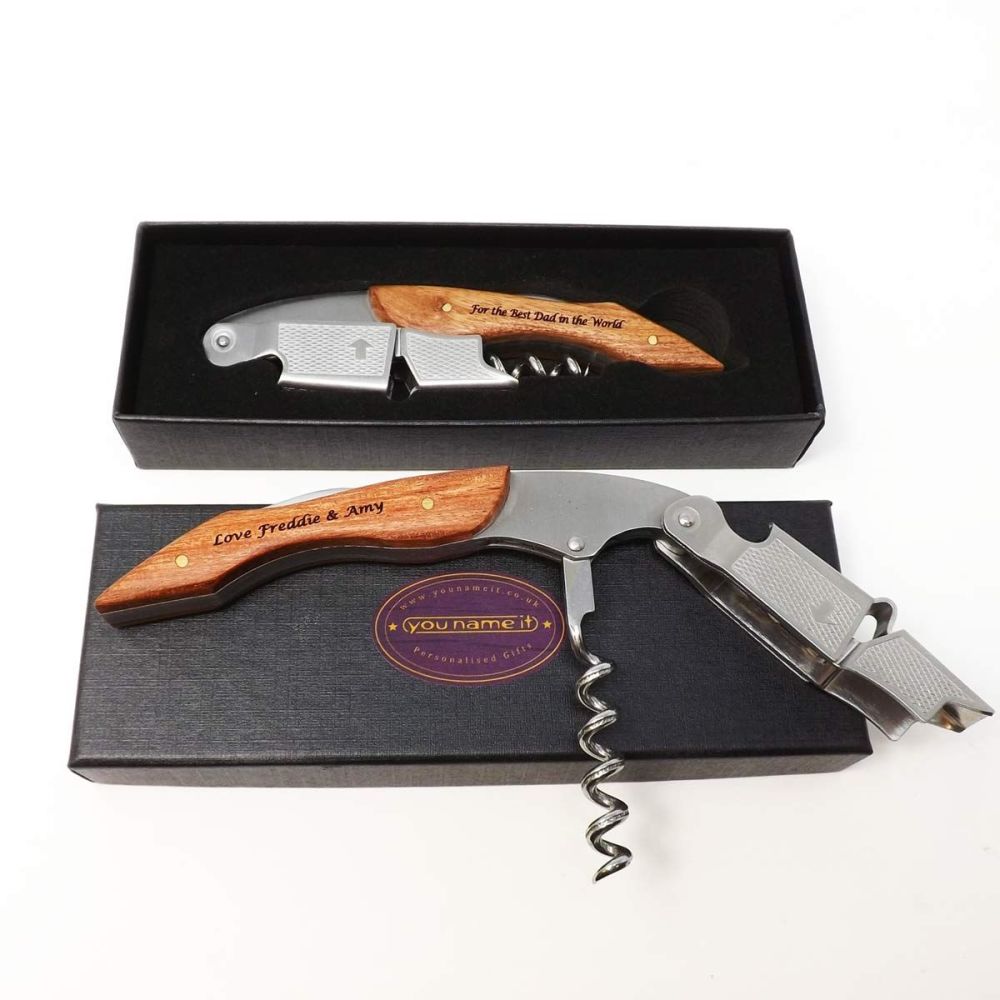 Personalised Bottle Opener Corkscrew makes a unique 5th Anniversary gift