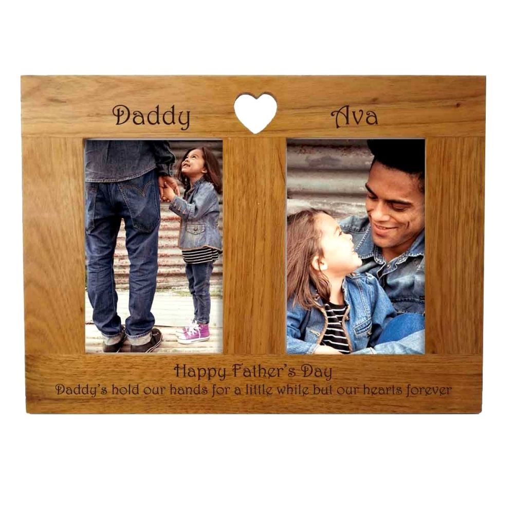 Double Oak Photo frame personalised. A unique Father's Day gift.