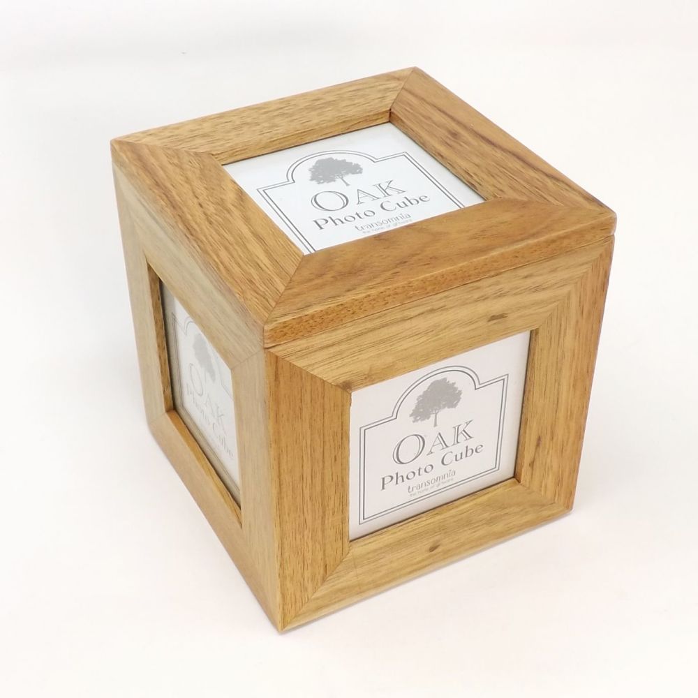 Wooden Photo Cube Memorial Keepsake Box Personalised with Name and Date