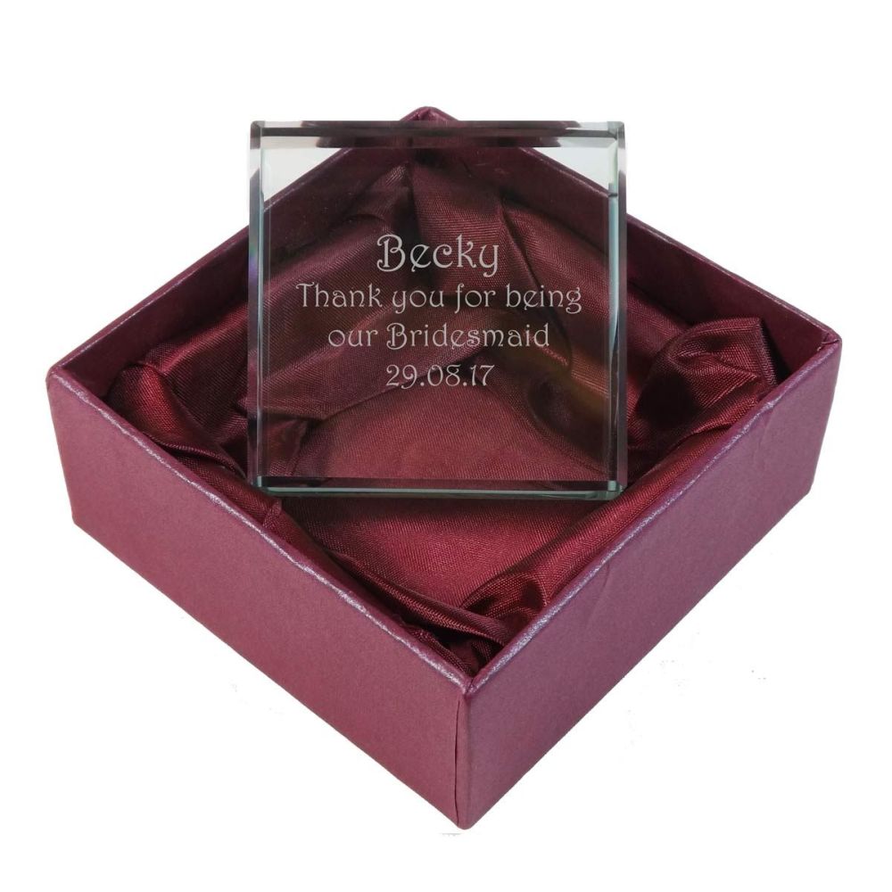 Personalised Glass Token. A perfect Wedding-Bridesmaid gift and keepsake
