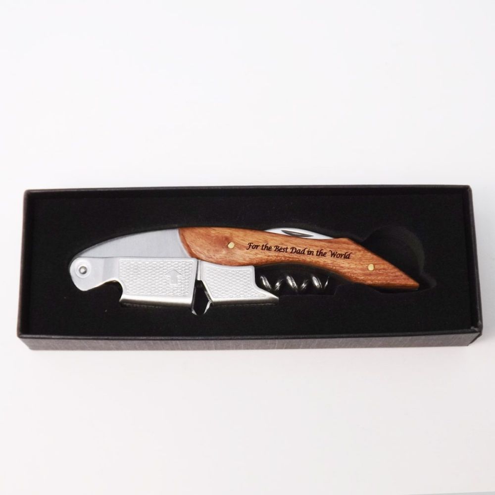 Personalised Bottle Opener Corkscrew | Unique Father's Day Gift