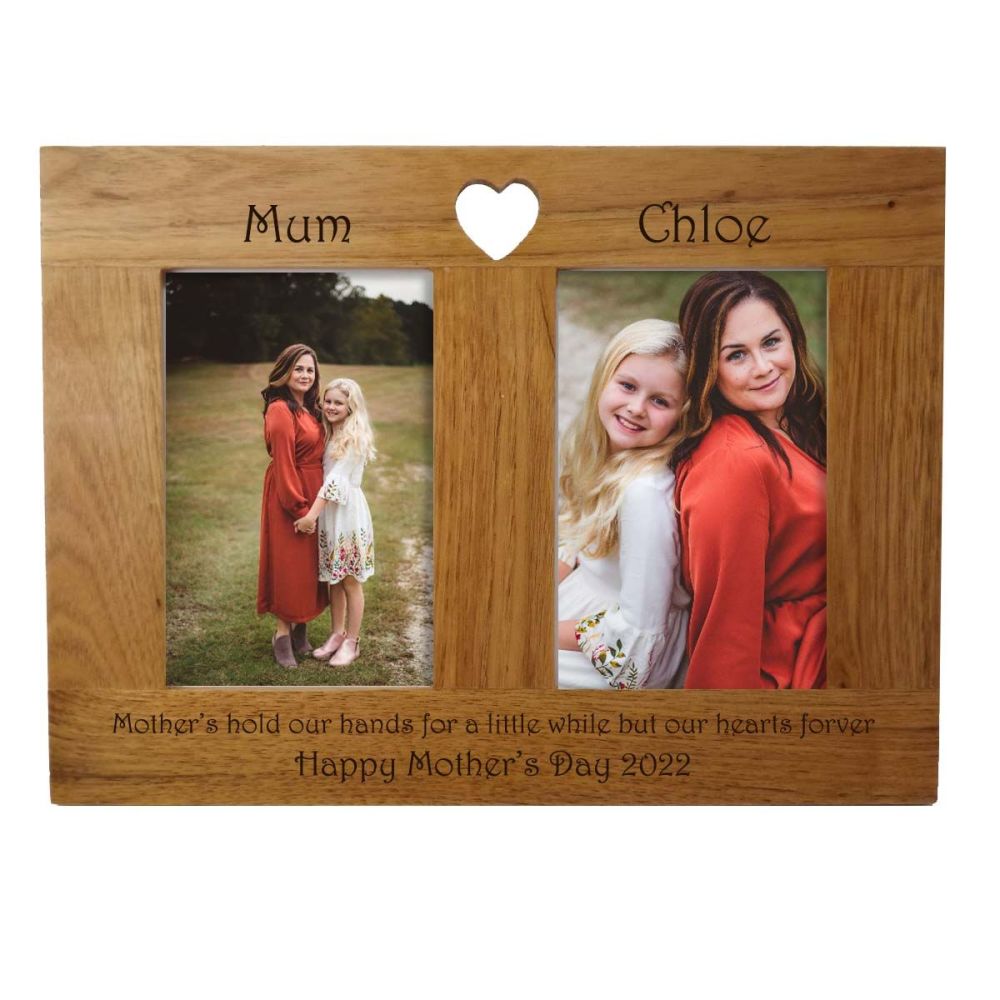 Double Oak Photo frame personalised. A unique Mother's Day gift.