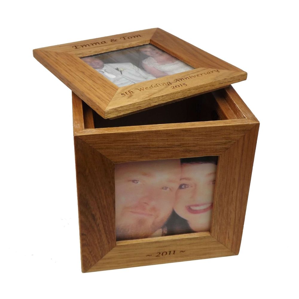 Wooden Photo Cube | Keepsake Box Personalised as a special Valentines Gift