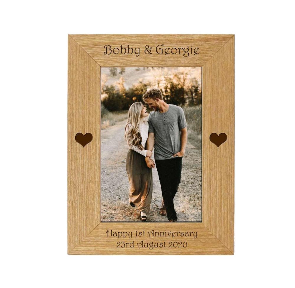 Anniversary Wooden Photo Frame Personalised with any text or names