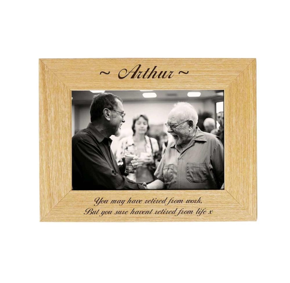 Retirement 6x4 Wooden Photo Frame Personalised any text or message