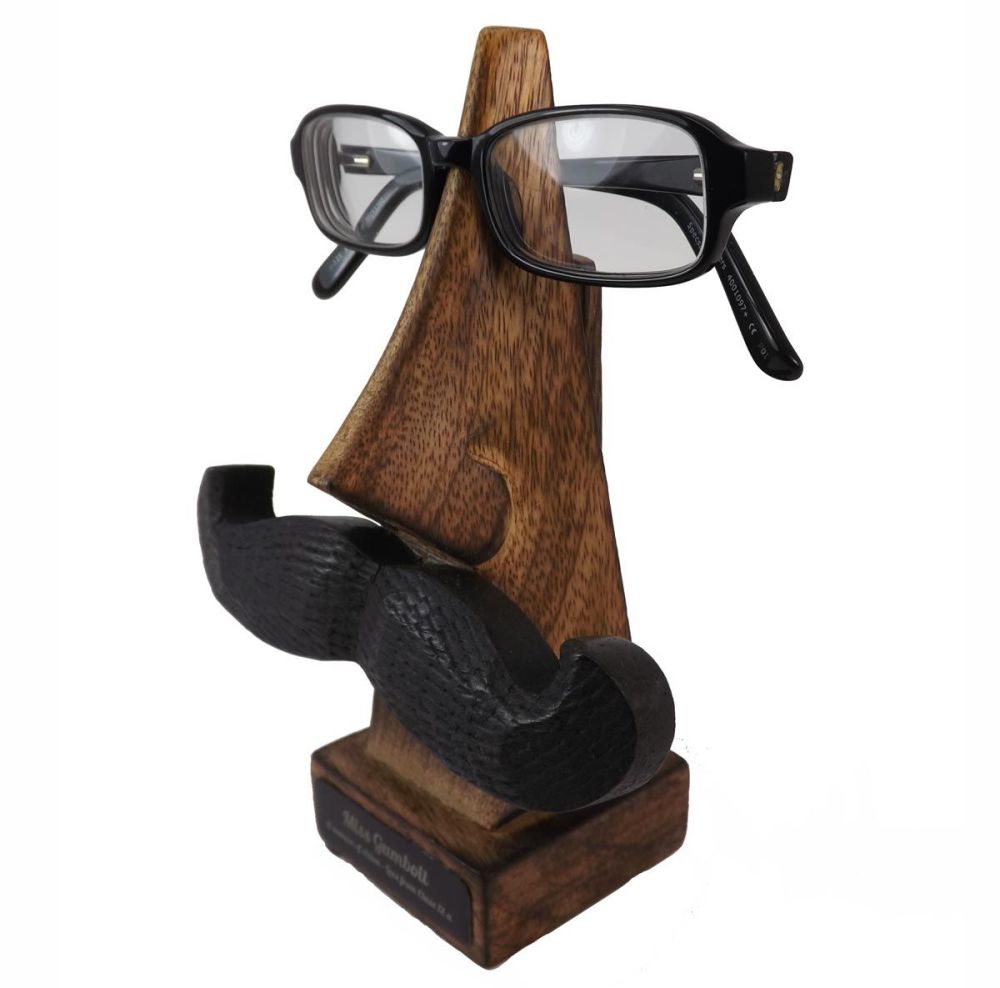 Glasses Holder with Moustache personalised with your 5th Anniversary message.