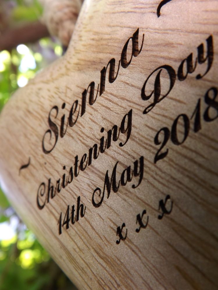Personalised Hanging Heart in Solid Natural Wood - A Unique 5th Anniversary Gift