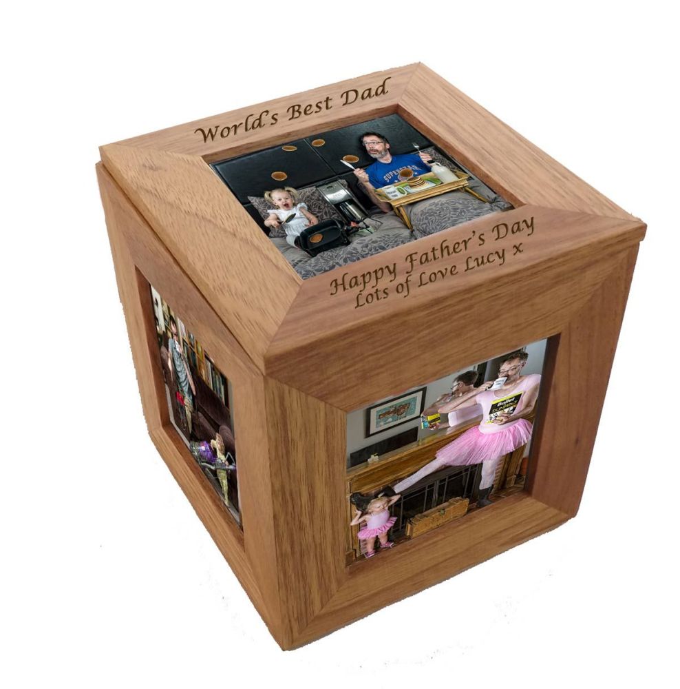 Oak Wood Photo Cube - A beautiful Father's Day gift and keepsake