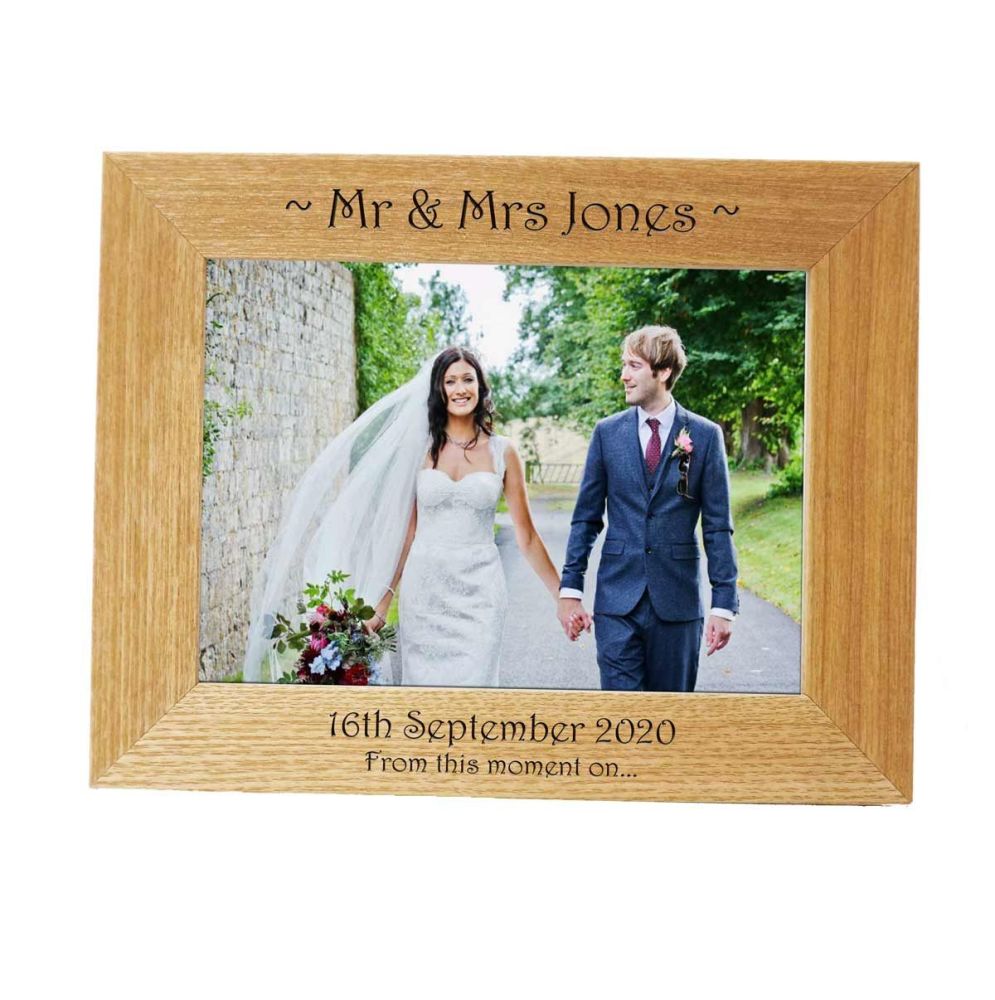 Personalised 7x5 Ash Wedding Photo Frame - Any text or message